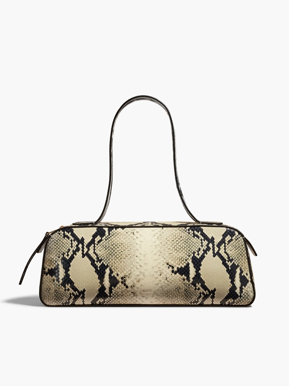 KHAITE Python-Print Leather Shoulder Bag - Beige & Black